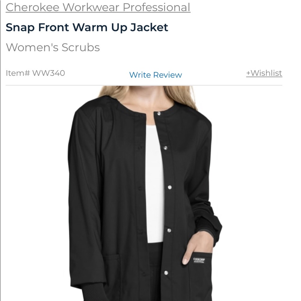 Cherokee Black scrubs jacket